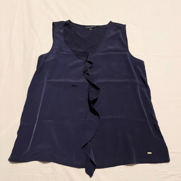 Tommy Hilfigure Womens Large Sleeveless Top Ruffle Front - Picture 16 of 16
